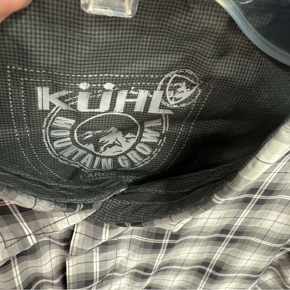 KUHL Rumblr Shirt Men's Black Gray Plaid Size Large Pearl Snap Short Sleeves - Picture 6 of 11
